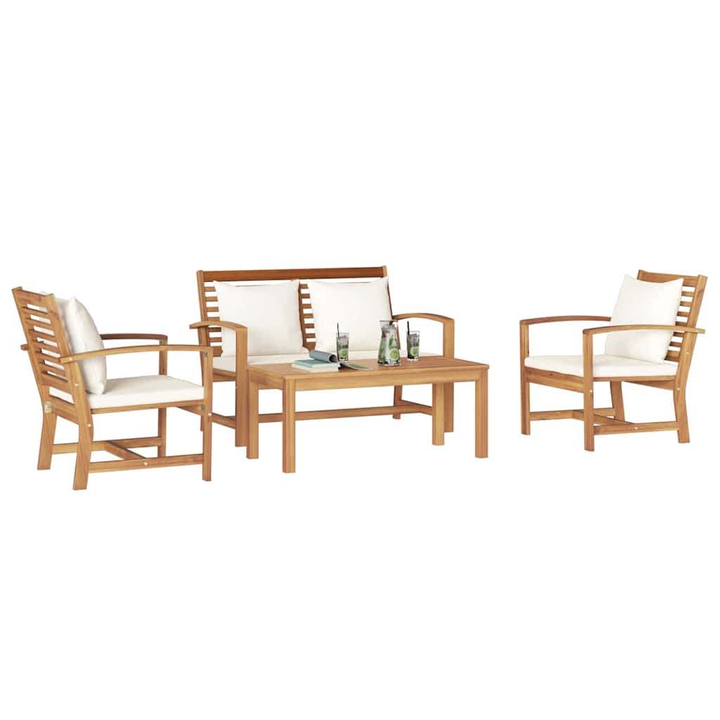 Garden Sofa Set 4 pcs Natural Solid teak wood