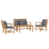 Garden Sofa Set 4 pcs Natural Solid teak wood