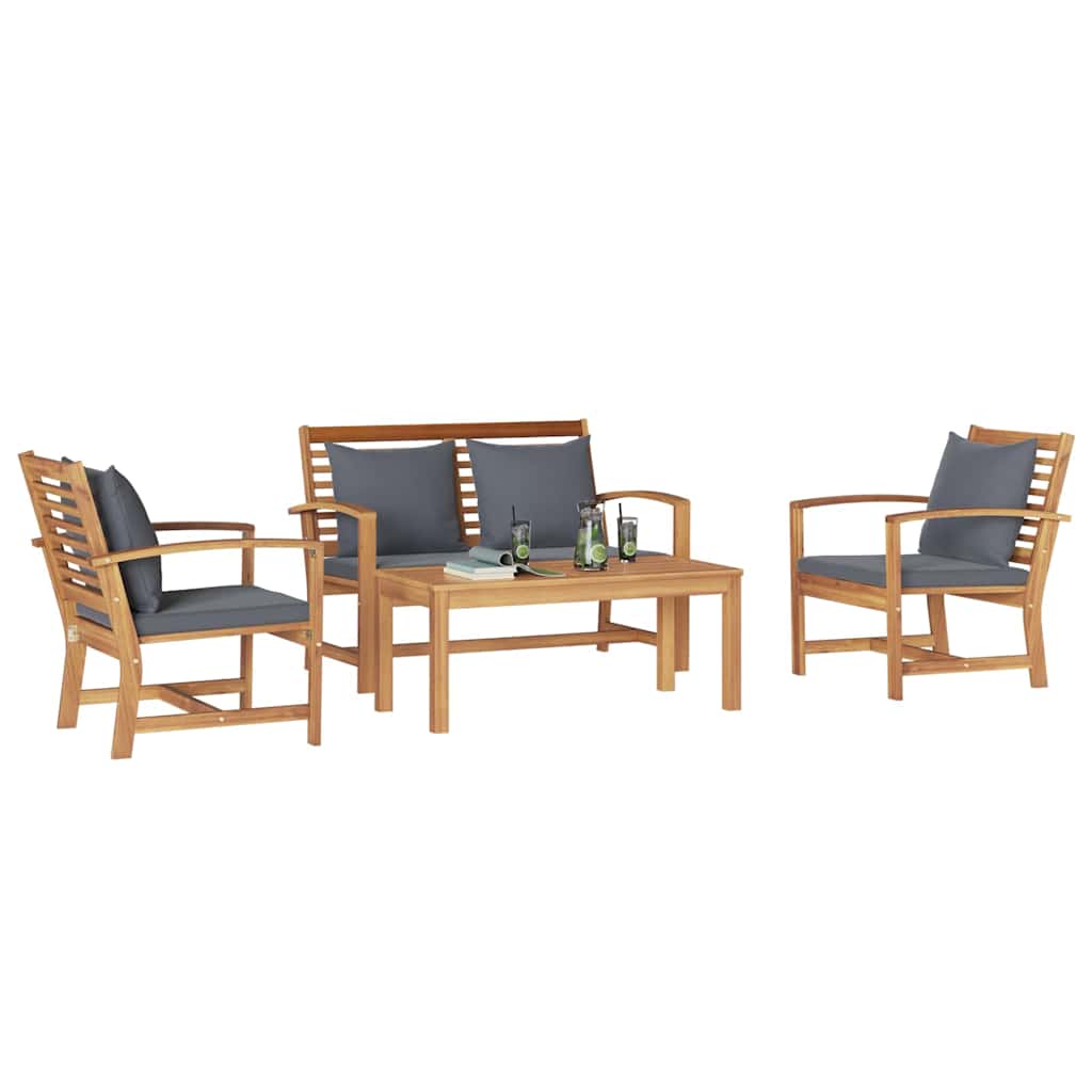Garden Sofa Set 4 pcs Natural Solid teak wood