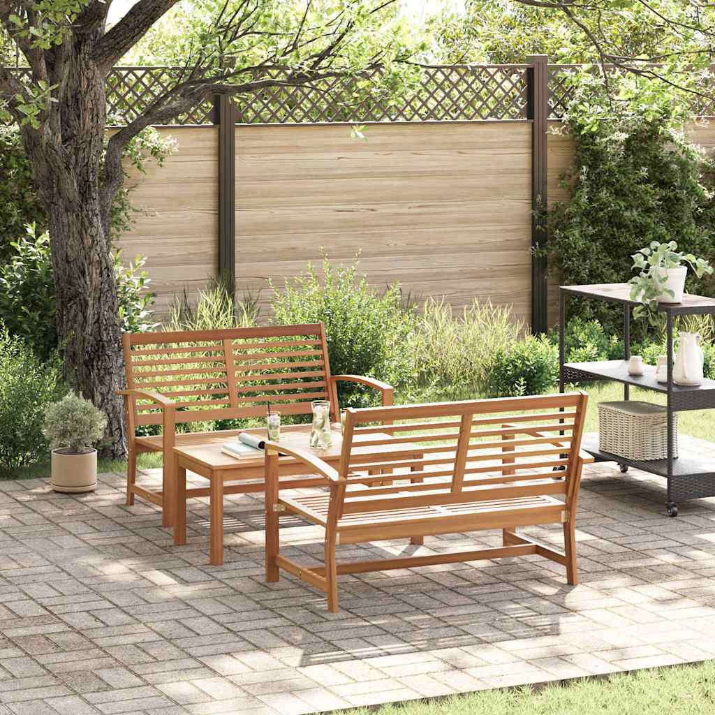 Garden Sofa Set 3 pcs Natural Solid teak wood