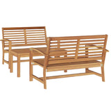 Garden Sofa Set 3 pcs Natural Solid teak wood