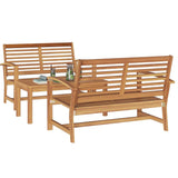 Garden Sofa Set 3 pcs Natural Solid teak wood