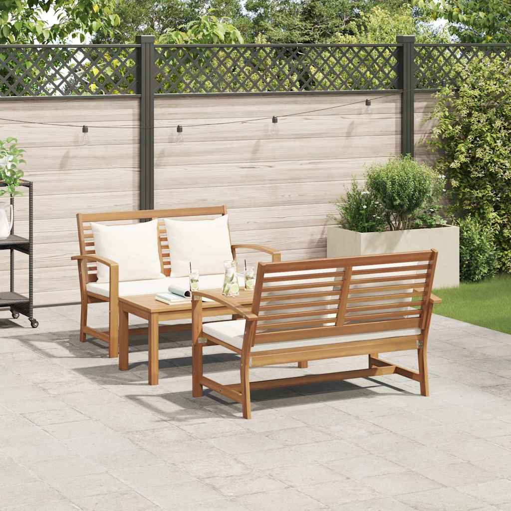 Garden Sofa Set 3 pcs Natural Solid teak wood