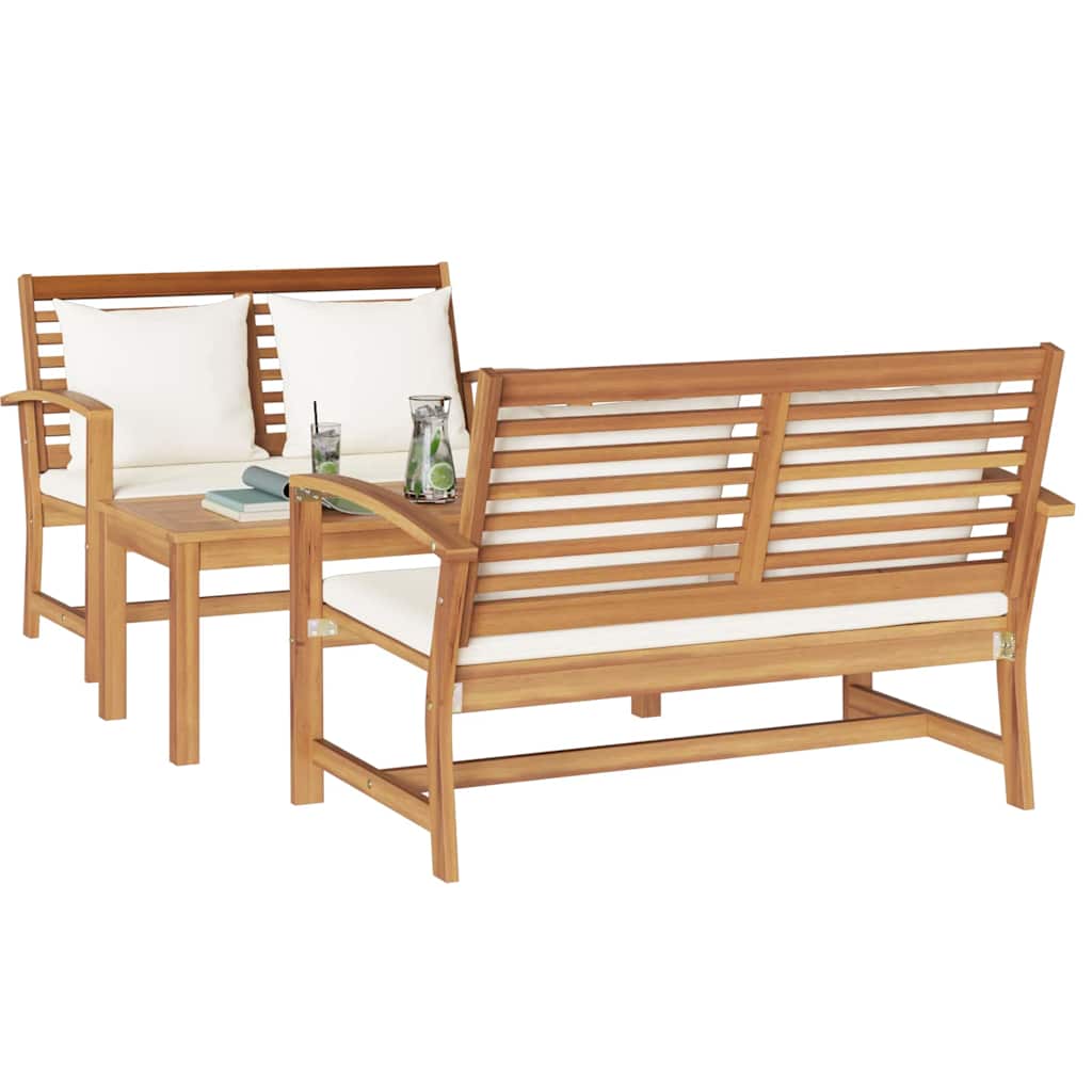 Garden Sofa Set 3 pcs Natural Solid teak wood