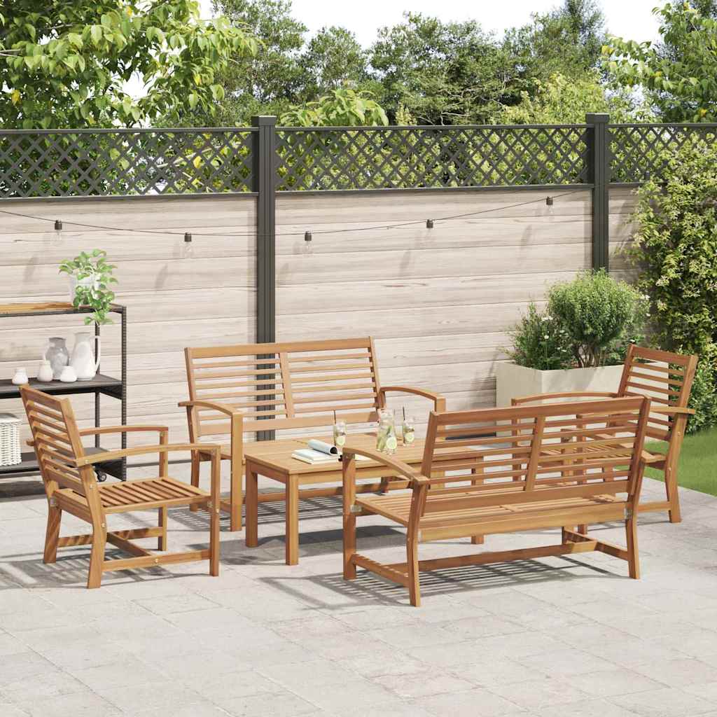 Garden Sofa Set 5 pcs Natural Solid teak wood