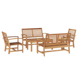 Garden Sofa Set 5 pcs Natural Solid Teak Wood