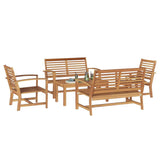 Garden Sofa Set 5 pcs Natural Solid teak wood