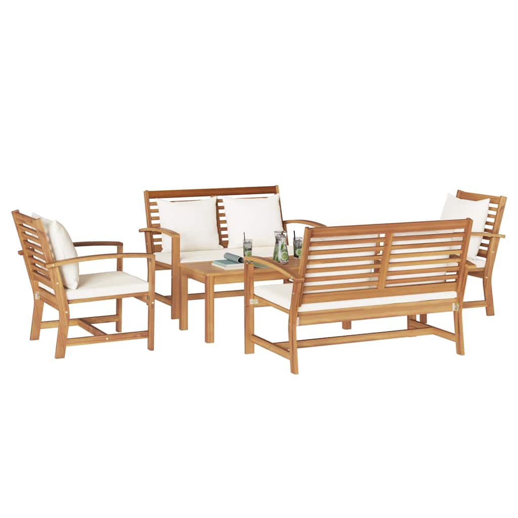 Garden Sofa Set 5 pcs Natural Solid teak wood
