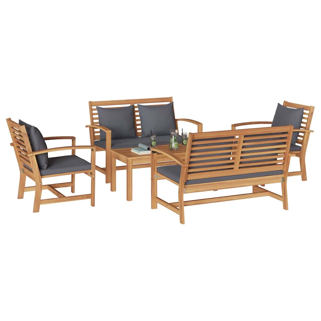 Garden Sofa Set 5 pcs Natural Solid teak wood