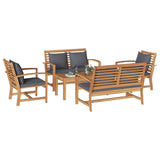 Garden Sofa Set 5 pcs Natural Solid teak wood