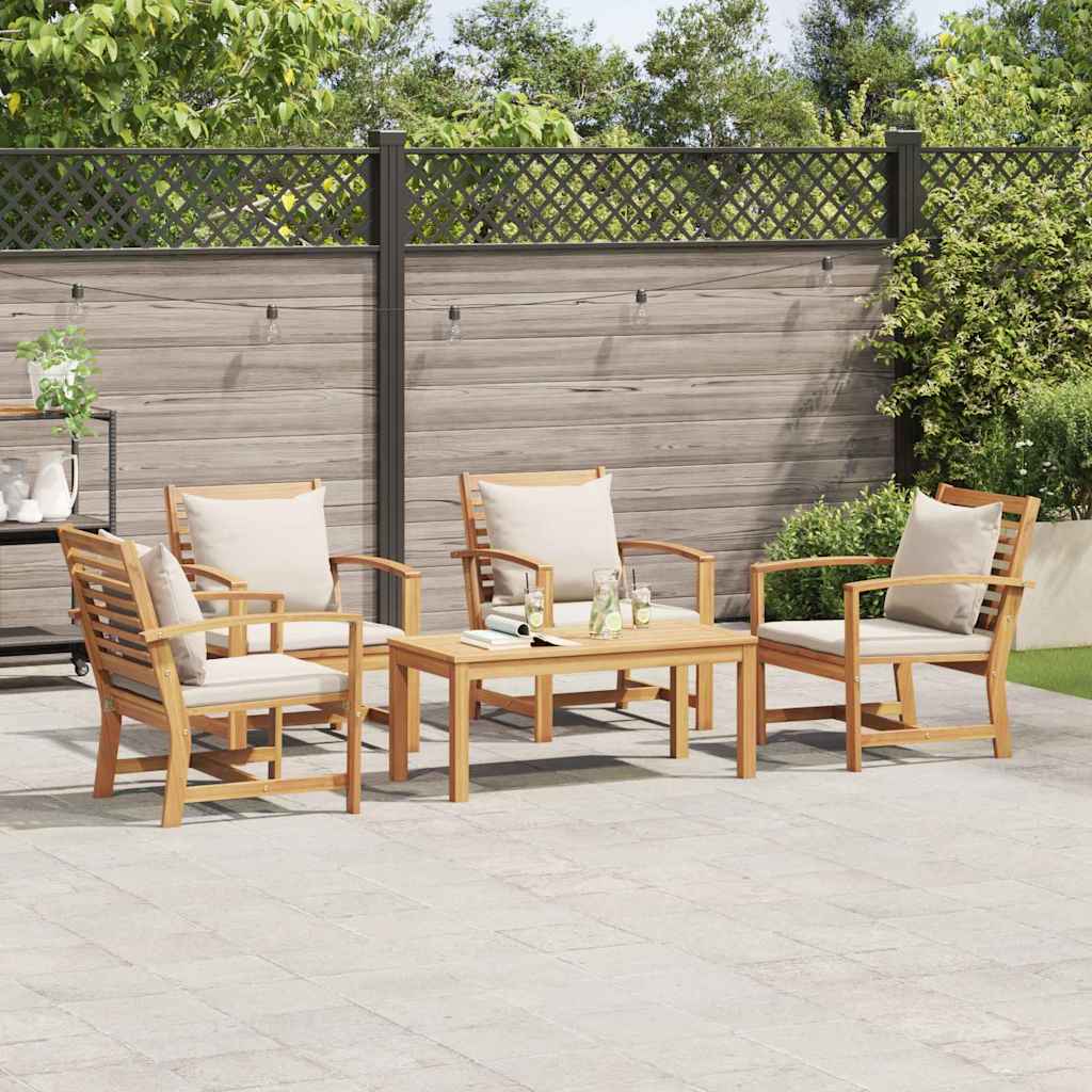 Garden Sofa Set 5 pcs Natural Solid teak wood