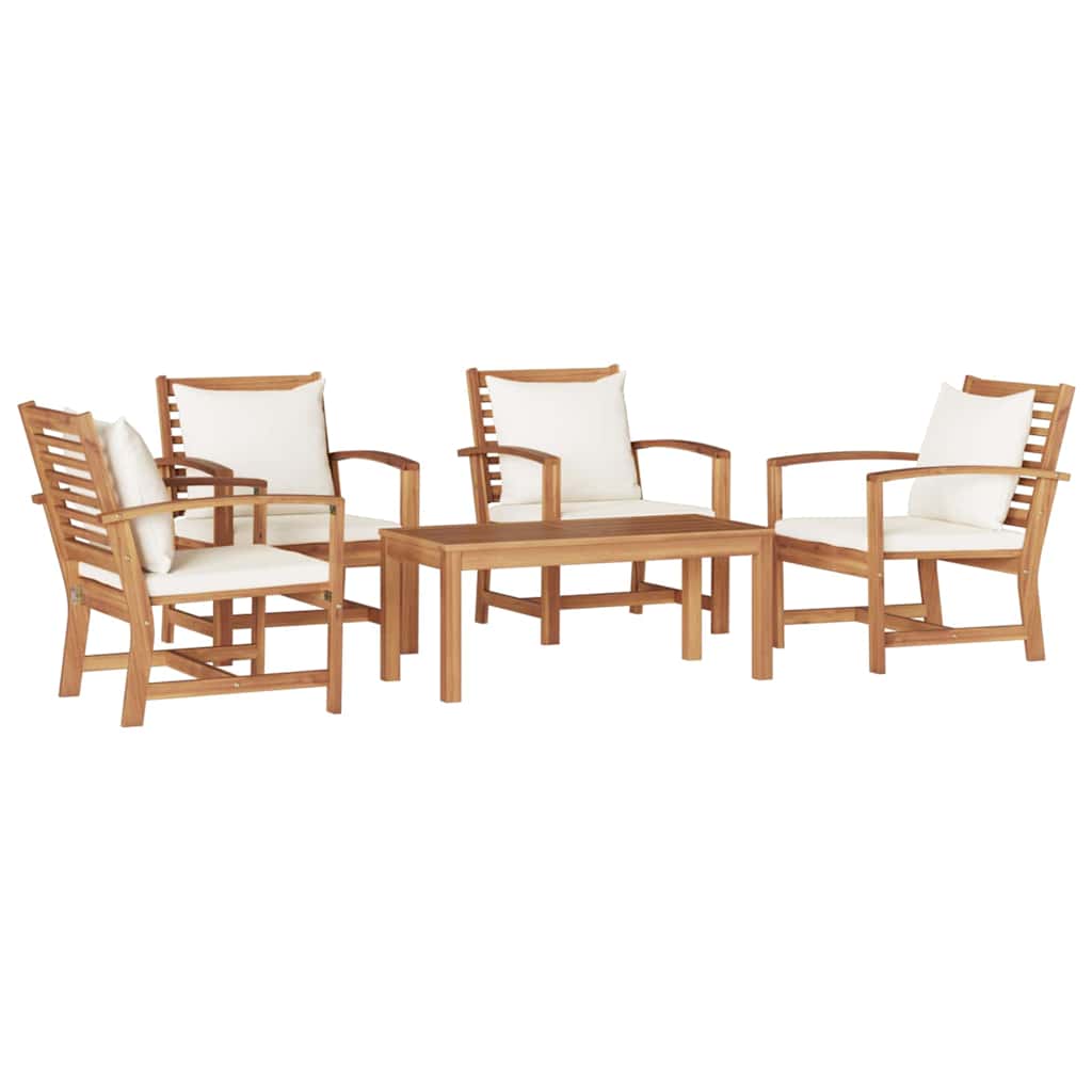 Garden Sofa Set 5 pcs Natural Solid teak wood