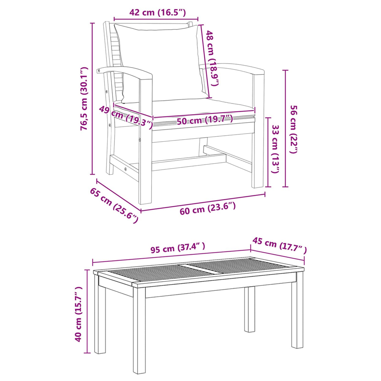 Garden Sofa Set Natural Solid teak wood