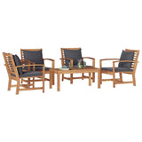 Garden Sofa Set 5 pcs Natural Solid teak wood