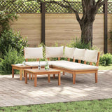 Garden Bench Set with Cushion 4 pcs Brown and Cream