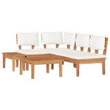Garden Bench Set with Cushion 4 pcs Brown and Cream