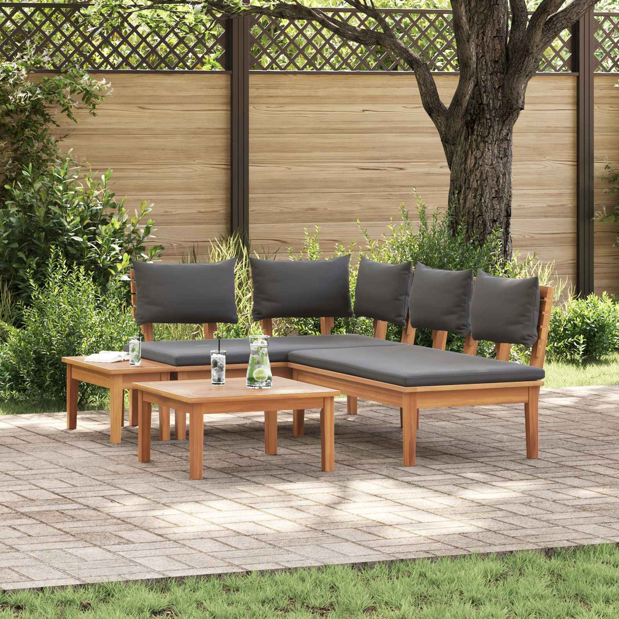 Garden Sofa Set 4 pcs Brown and Grey