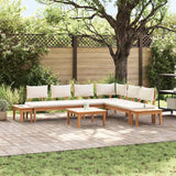 Garden Bench Set with Cushion 4 pcs Brown and Cream