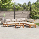 Garden Bench Set with Cushion 4 pcs Brown and Cream