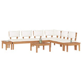 Garden Bench Set with Cushion 4 pcs Brown and Cream