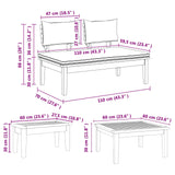 Garden Bench Set with Cushion 4 pcs Brown and Cream