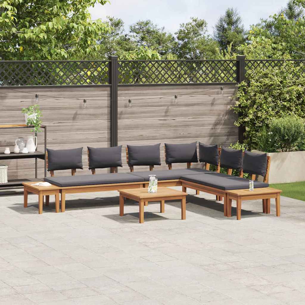 Garden Bench Set with Cushion with Storage 3 pcs Brown and Grey