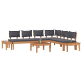 Garden Bench Set with Cushion with Storage 3 pcs Brown and Grey