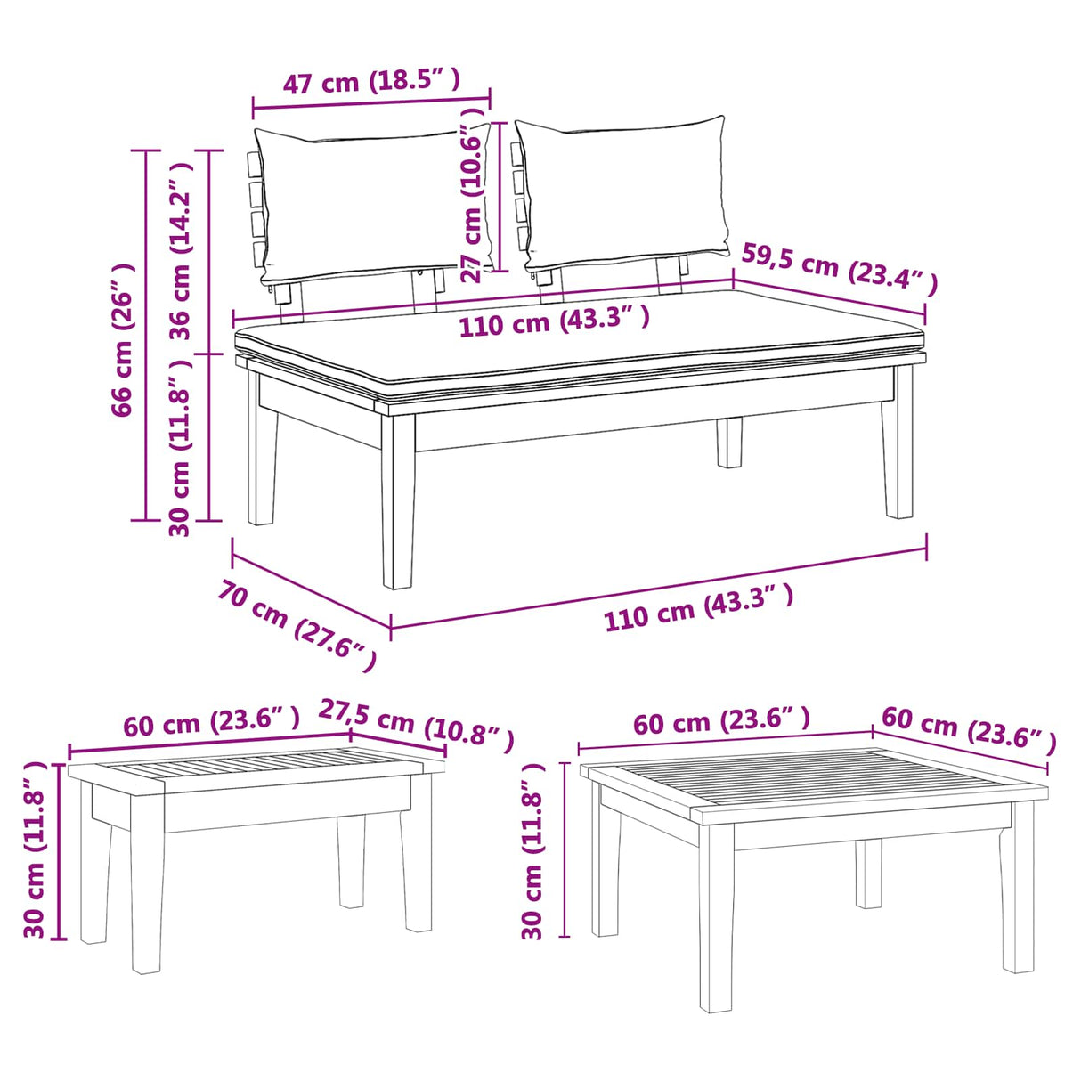 Garden Sofa Set 3 pcs Brown and Grey
