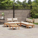 Garden Bench Set with Cushion 3 pcs Brown and Cream