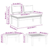 Garden Bench Set with Cushion 3 pcs Brown and Cream