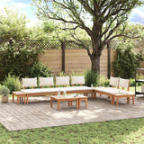 Garden Bench Set with Cushion 5 pcs Brown and Cream