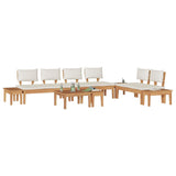 Garden Bench Set with Cushion 5 pcs Brown and Cream