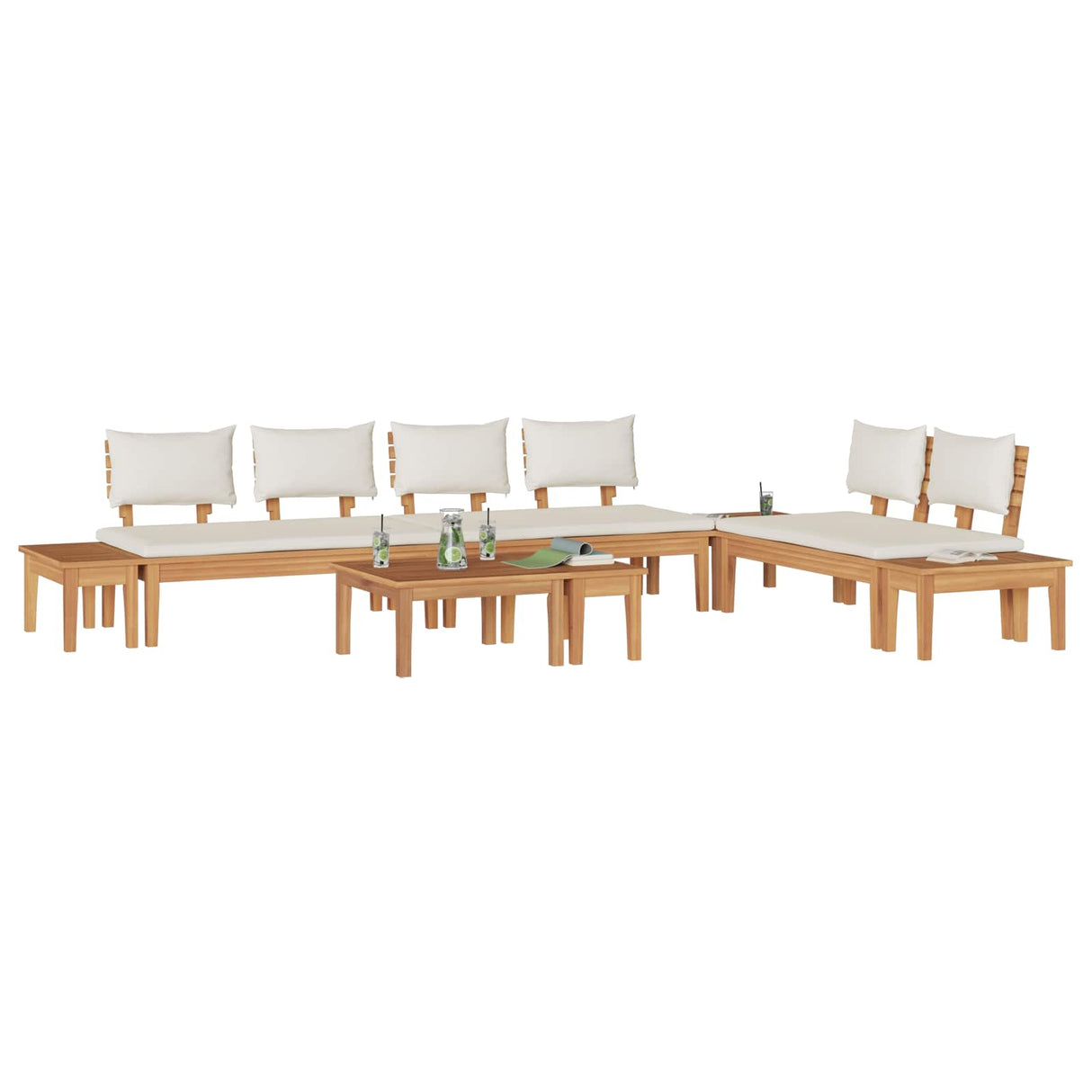 Garden Sofa Set 5 pcs Brown and Cream