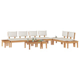 Garden Sofa Set 5 pcs Brown and Cream