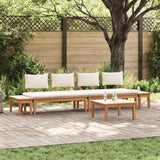 Garden Bench Set with Cushion 5 pcs Brown and Cream