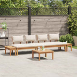 Garden Bench Set with Cushion 5 pcs Brown and Cream
