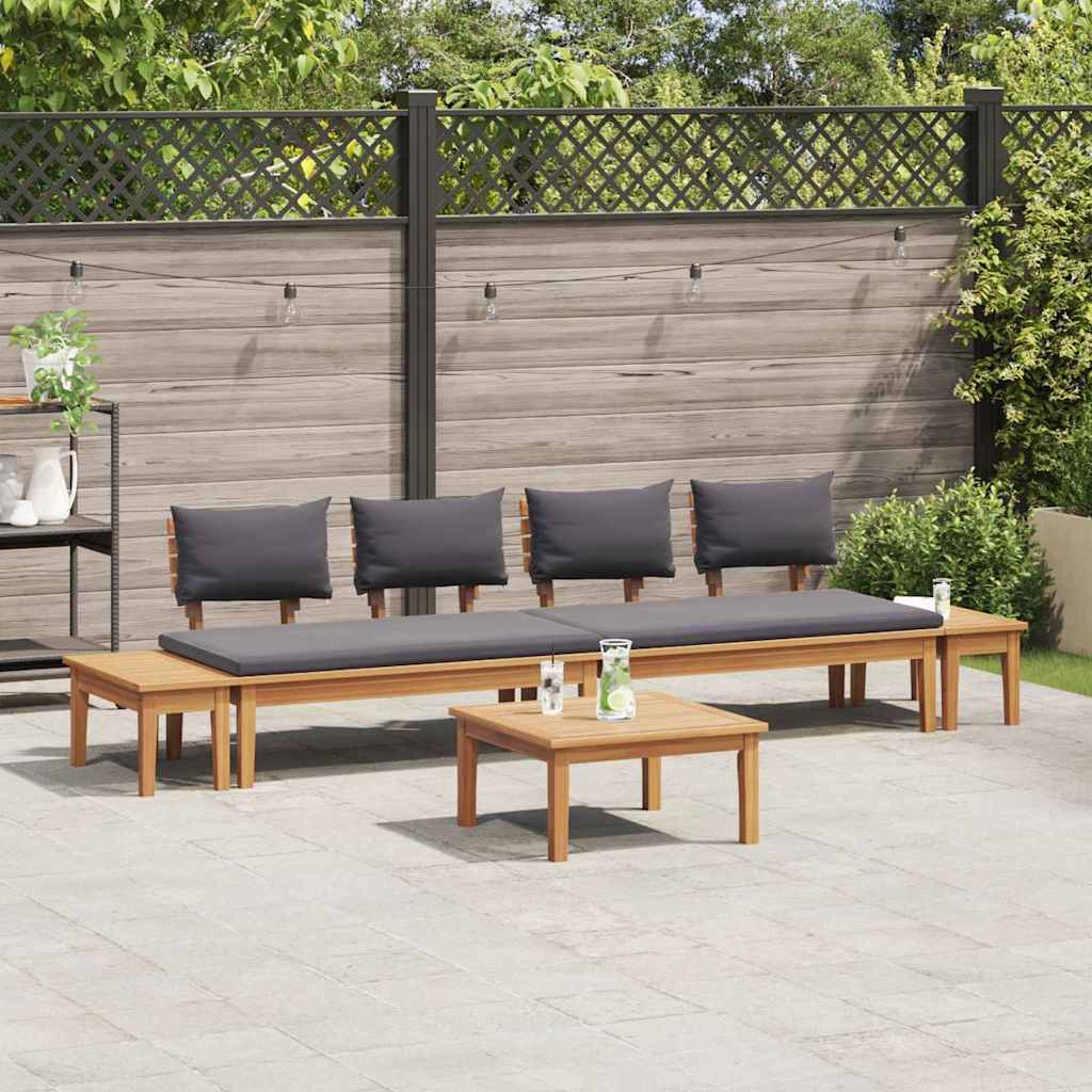 Garden Bench Set with Cushion with Storage 5 pcs Brown and Grey
