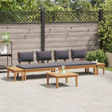 Garden Bench Set with Cushion with Storage 5 pcs Brown and Grey