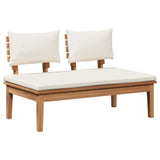 Garden Bench Set with Cushion 5 pcs Brown and Cream