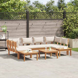 Garden Bench Set with Cushion 4 pcs Brown and Cream