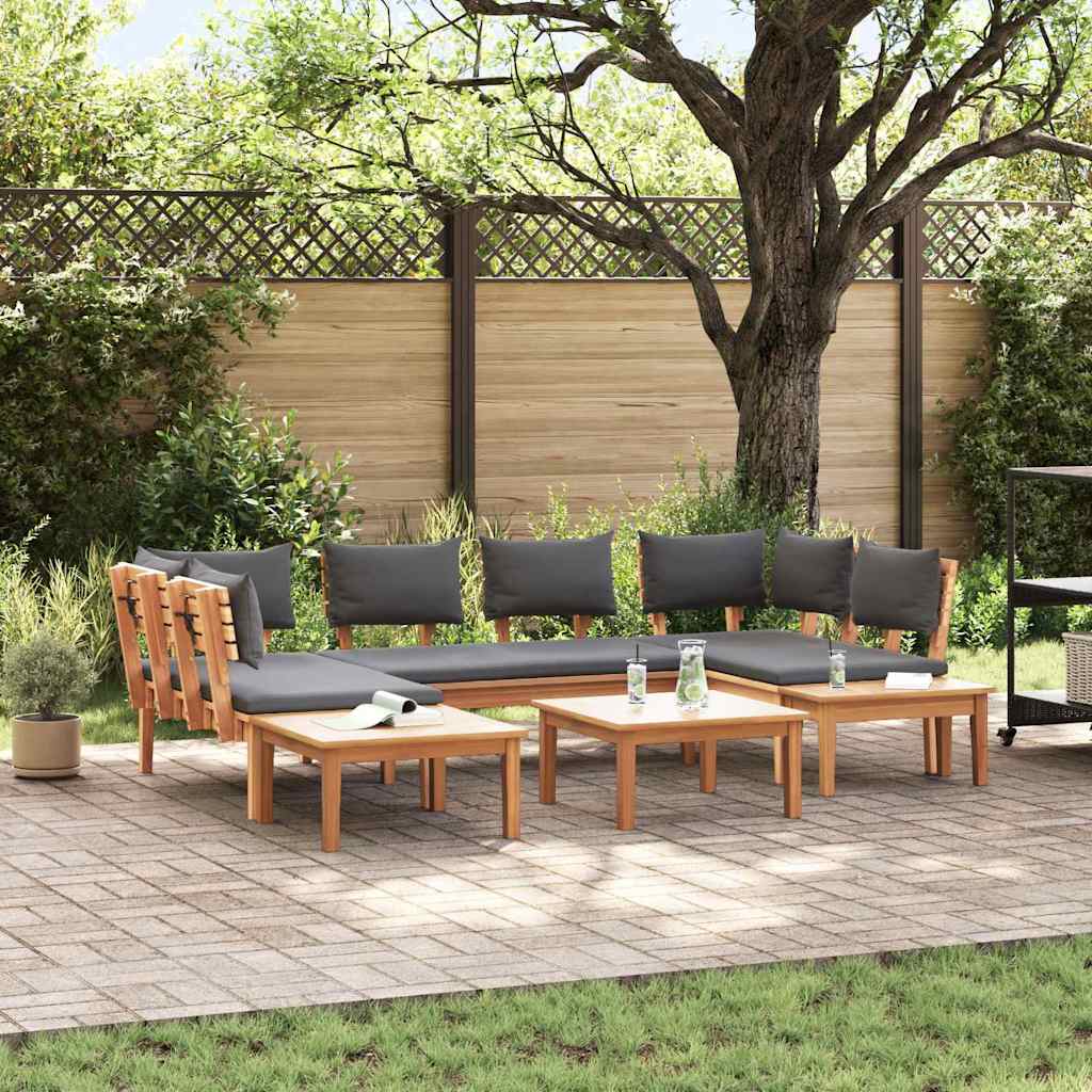 Garden Bench Set with Cushion with Storage 4 pcs Brown and Grey