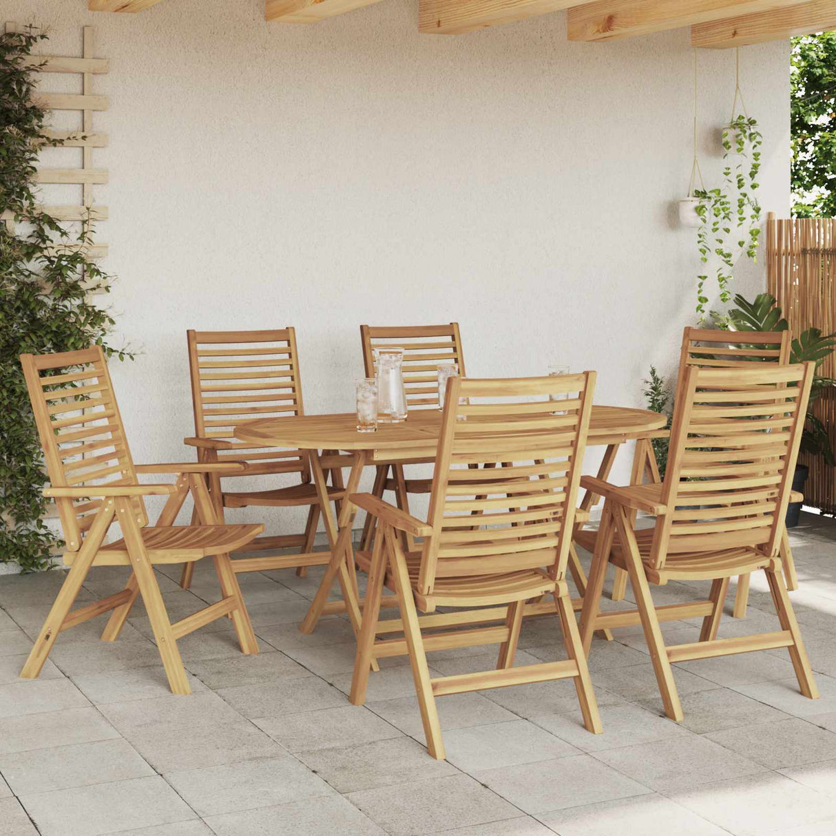 Garden Dining Set 7 pcs Brown Solid Teak Wood