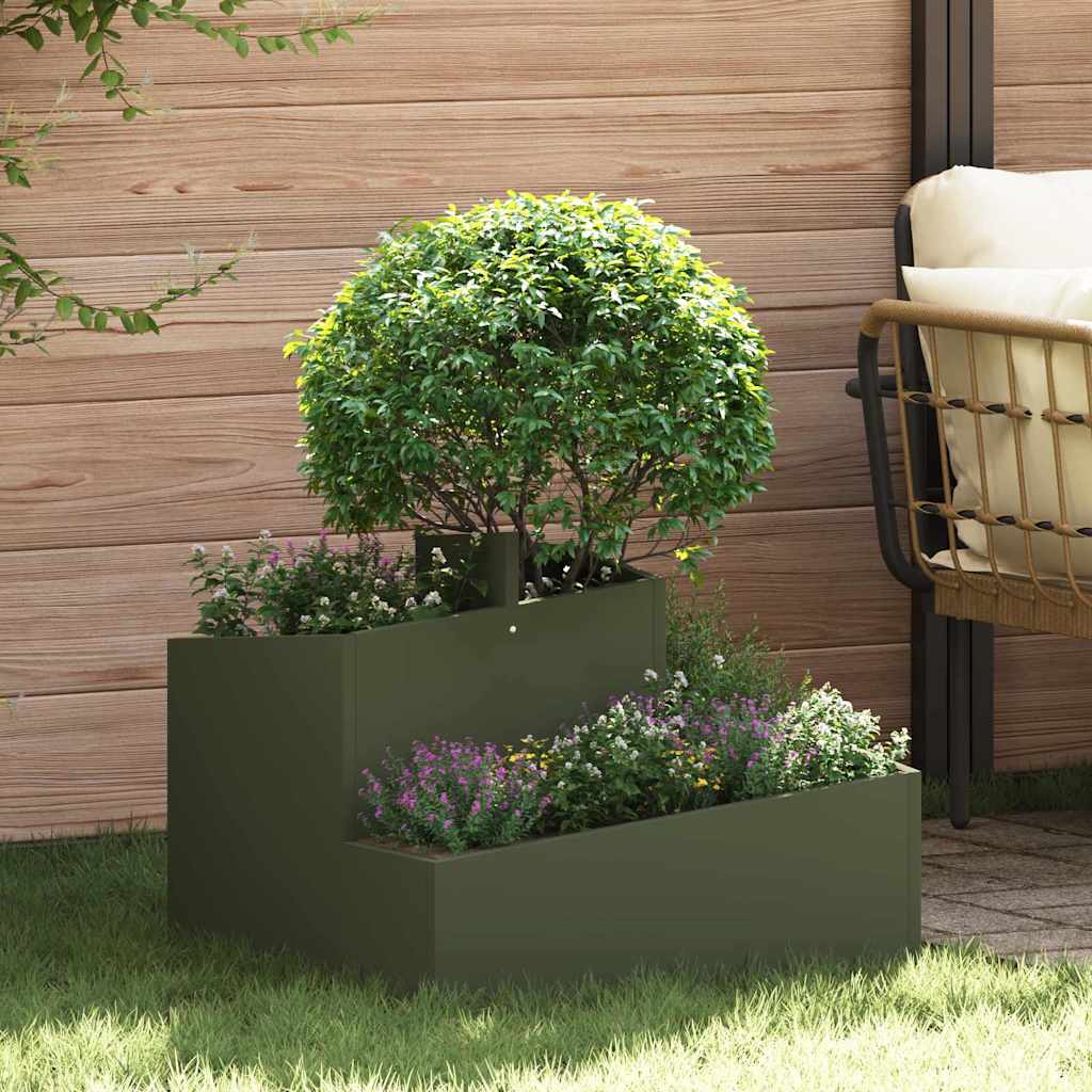 Garden Planter Olive green 60 x 60 x 50 cm Steel