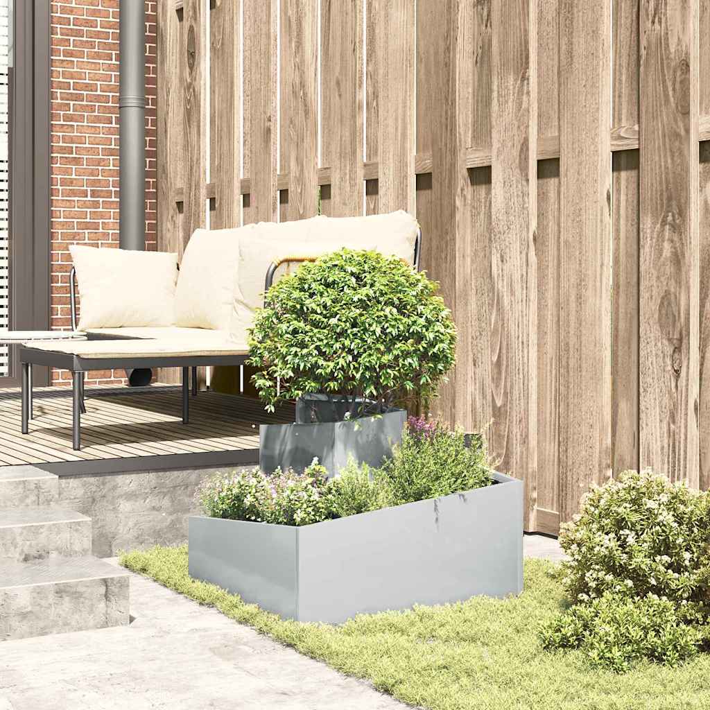 Garden Planter Silver 60 x 60 x 50 cm Galvanised steel