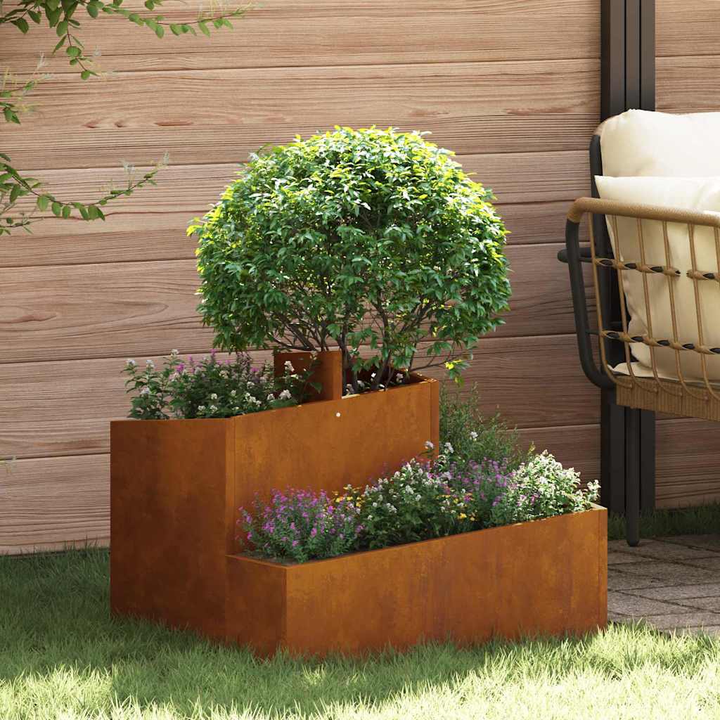 Garden Planter Brown 60 x 60 x 50 cm Weathering steel