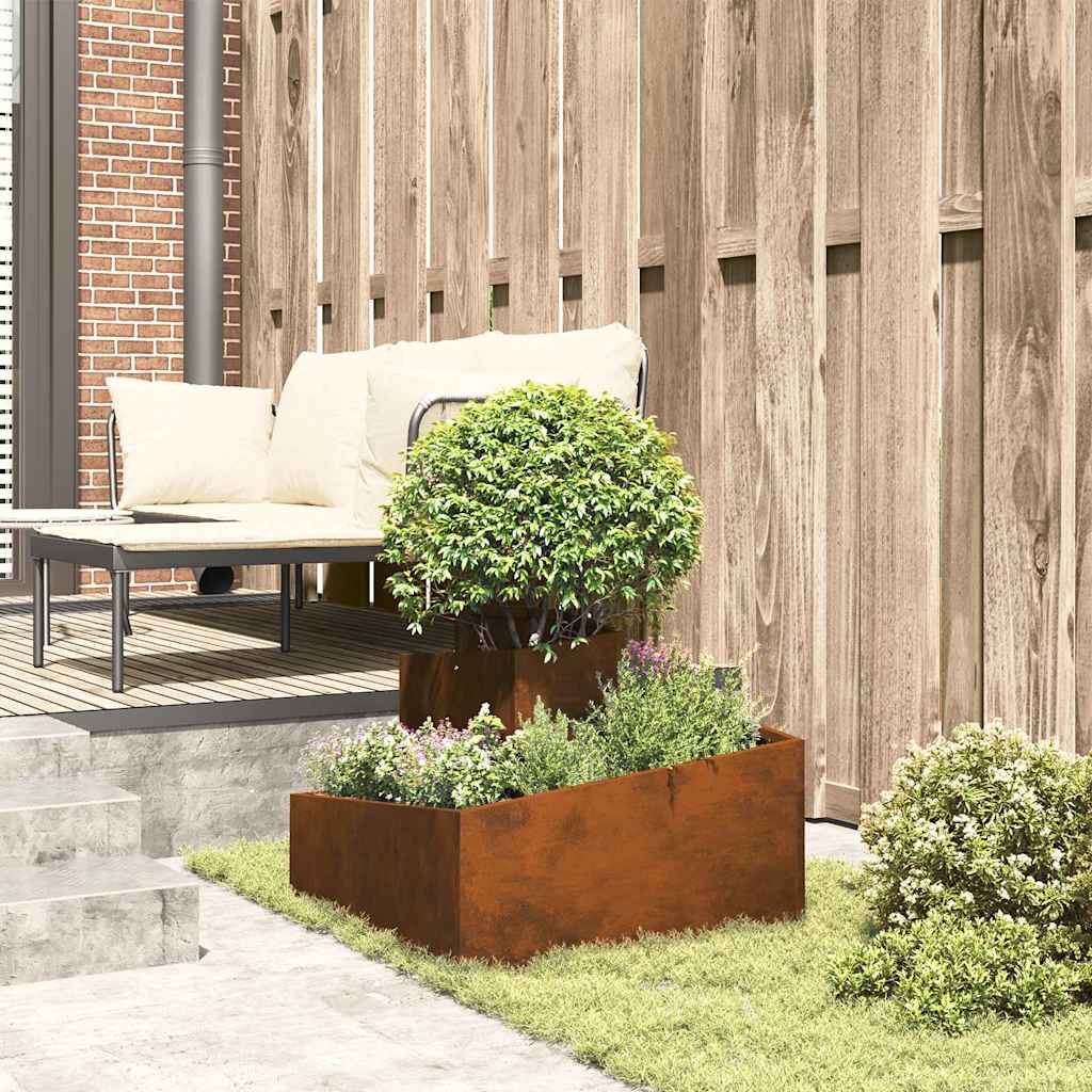 Garden Planter Brown 60 x 60 x 50 cm Weathering steel