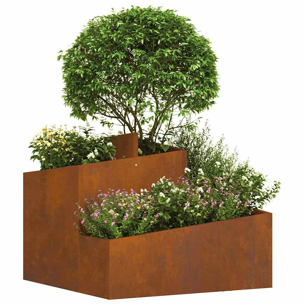 Garden Planter Brown 60 x 60 x 50 cm Weathering steel