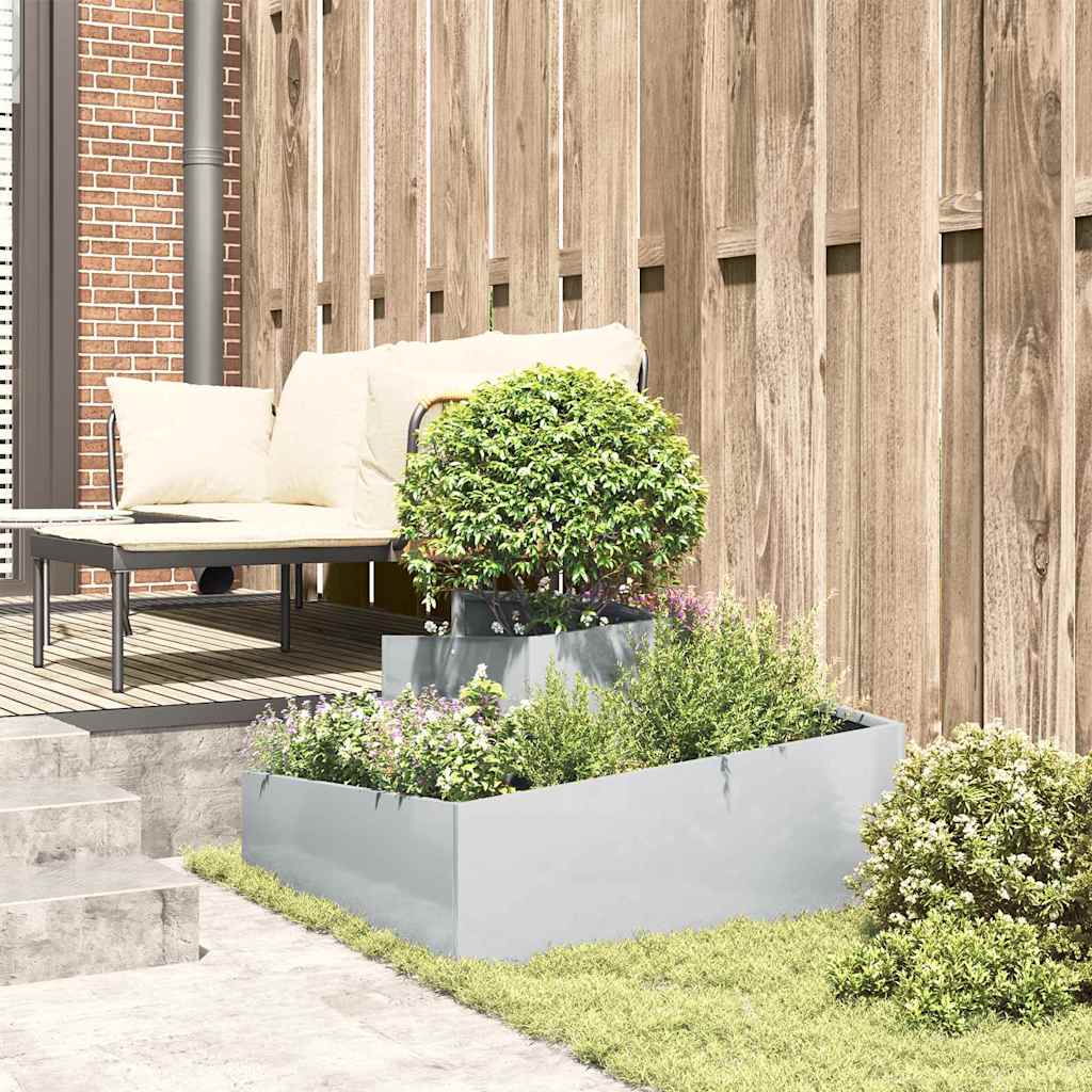 Garden Planter Silver 80 x 80 x 50 cm Galvanised steel
