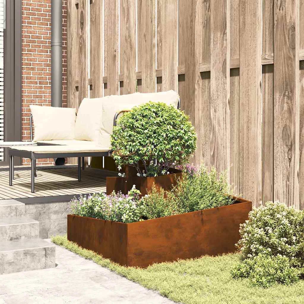 Garden Planter Brown 80 x 80 x 50 cm Weathering steel
