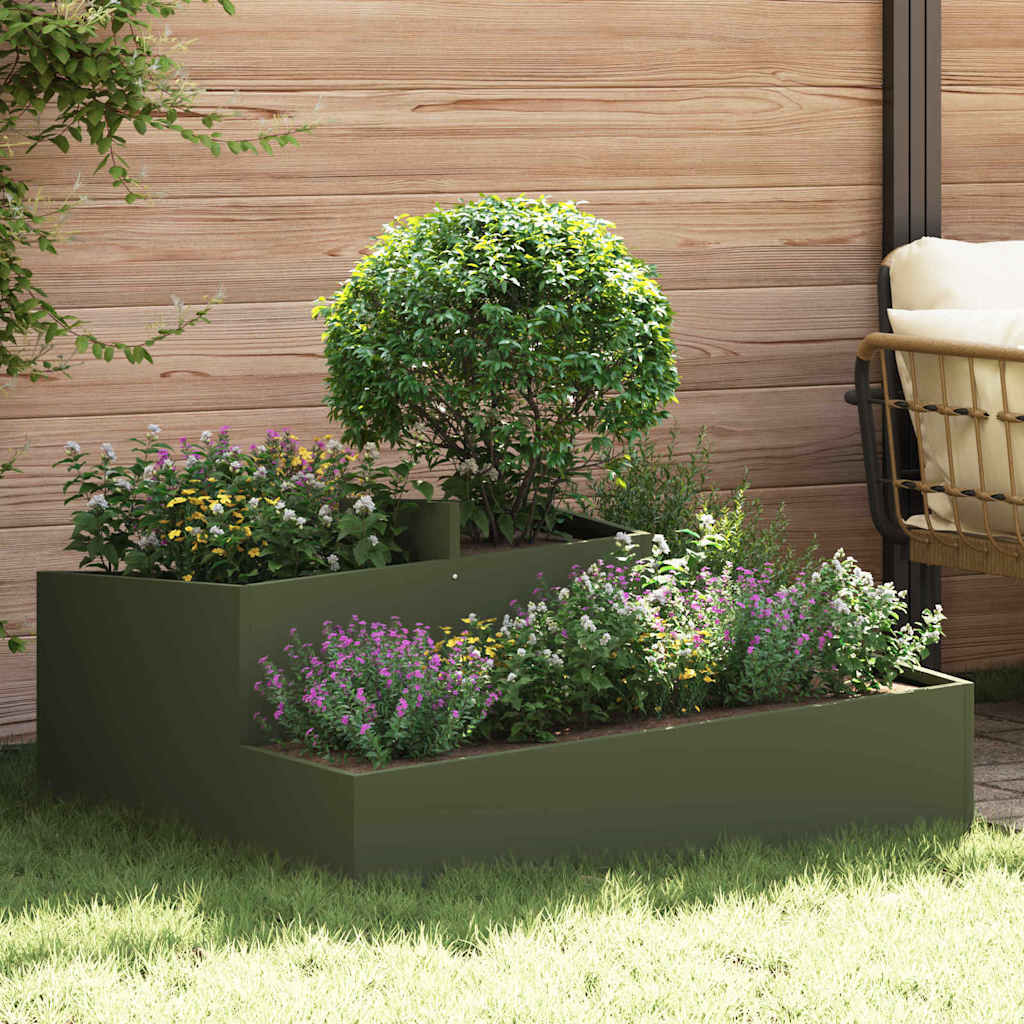 Garden Planter Olive green 100 x 100 x 50 cm Steel